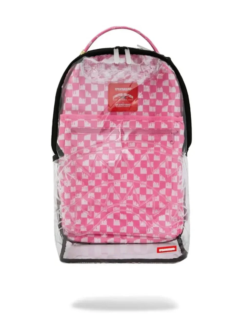 CLEAR DLX BACKPACK - CHECKED OUT (PINK Drip) SPRAYGROUND